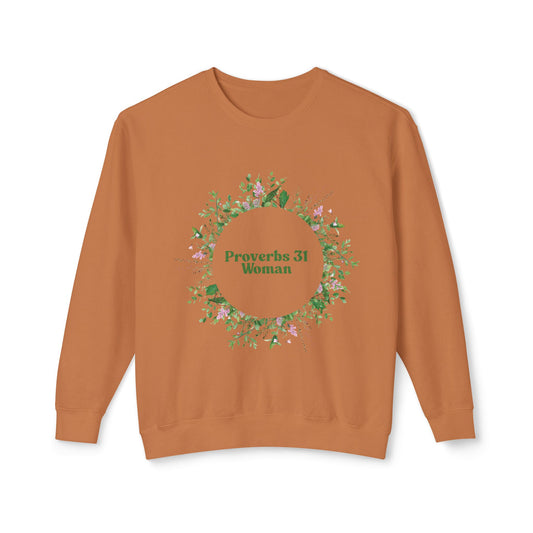 Proverbs 31 Woman Crewneck Sweatshirt - Unisex Botanical Design