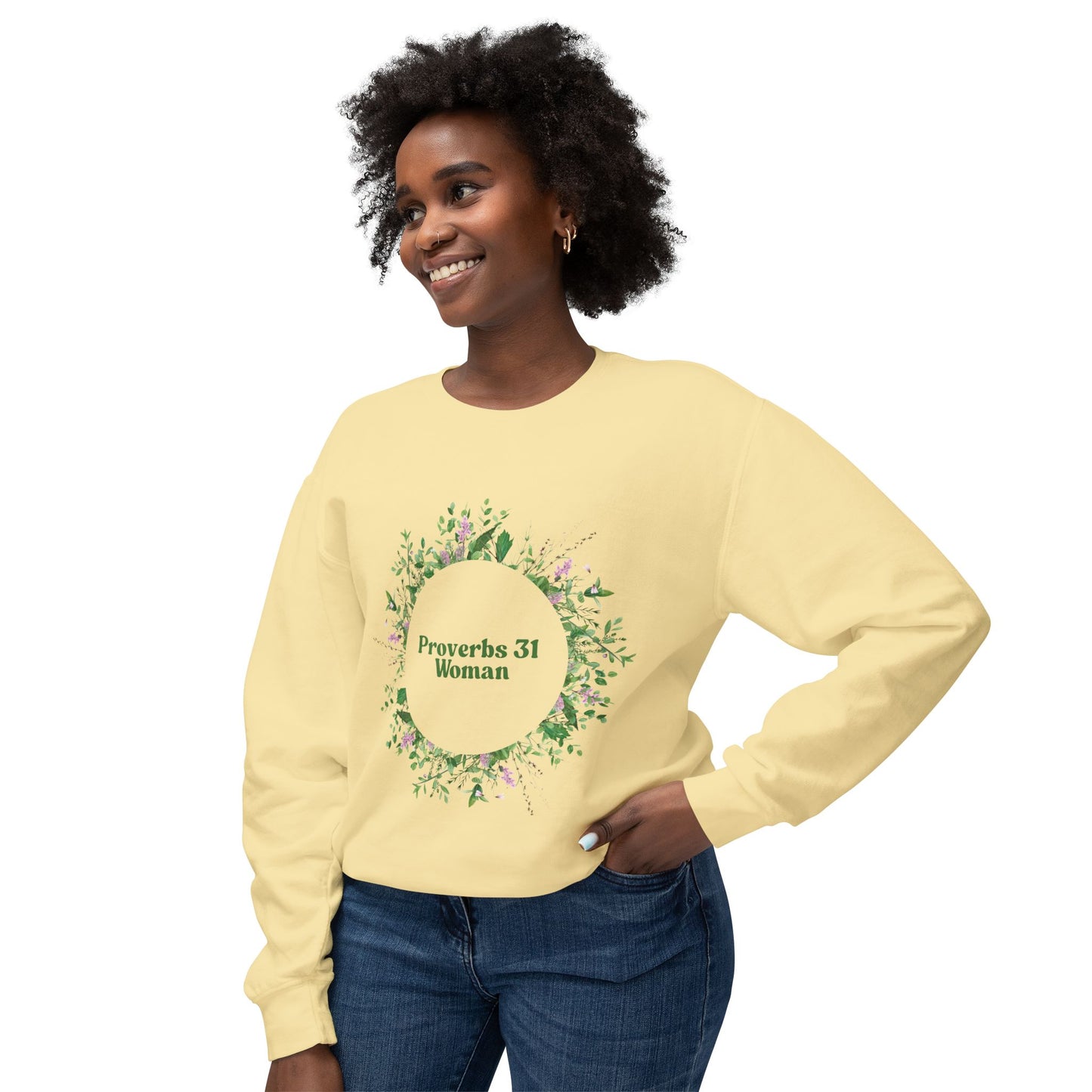 Proverbs 31 Woman Crewneck Sweatshirt - Unisex Botanical Design