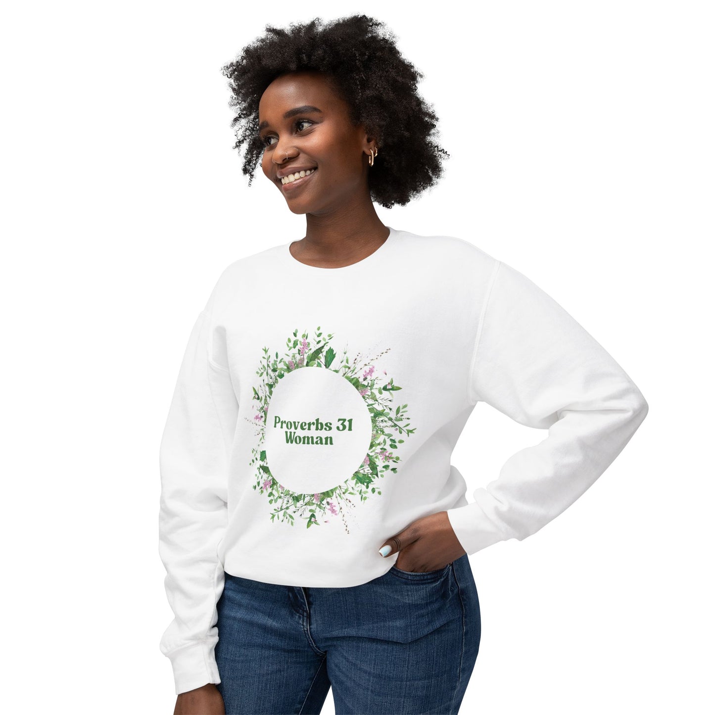 Proverbs 31 Woman Crewneck Sweatshirt - Unisex Botanical Design