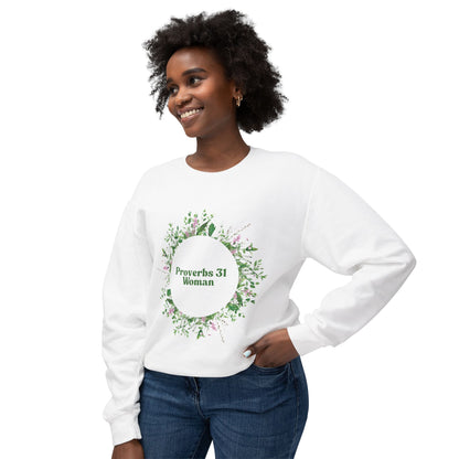 Proverbs 31 Woman Crewneck Sweatshirt - Unisex Botanical Design