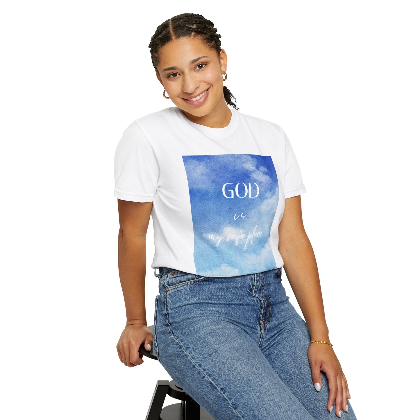 God is My Safe Place Unisex Garment-Dyed T-Shirt