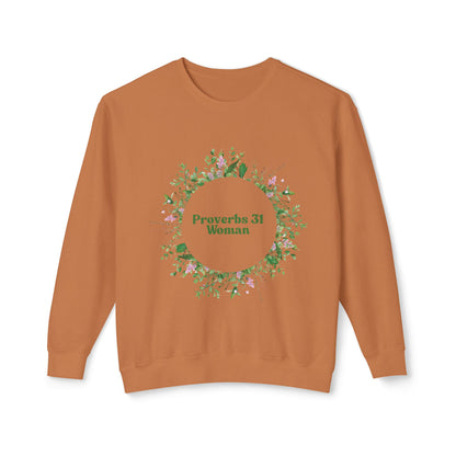 Proverbs 31 Woman Crewneck Sweatshirt - Unisex Botanical Design