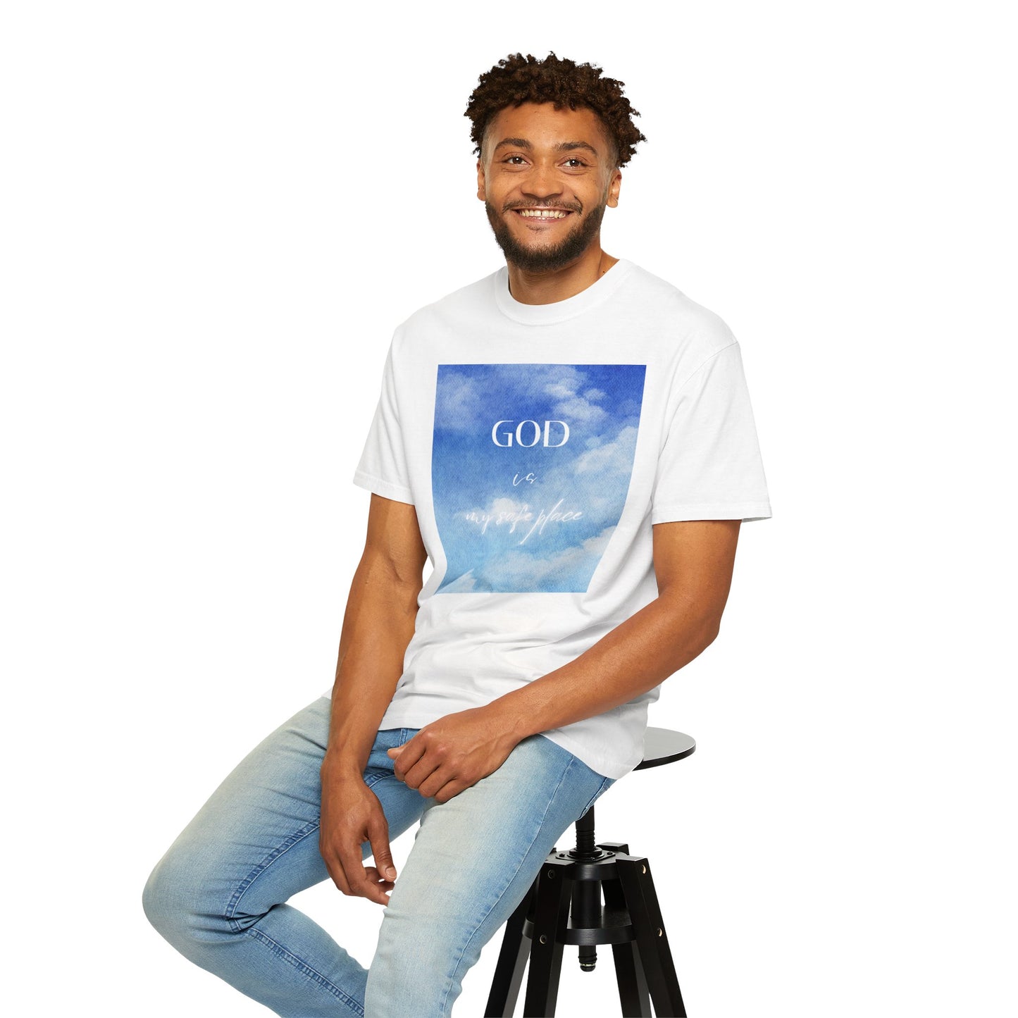 God is My Safe Place Unisex Garment-Dyed T-Shirt