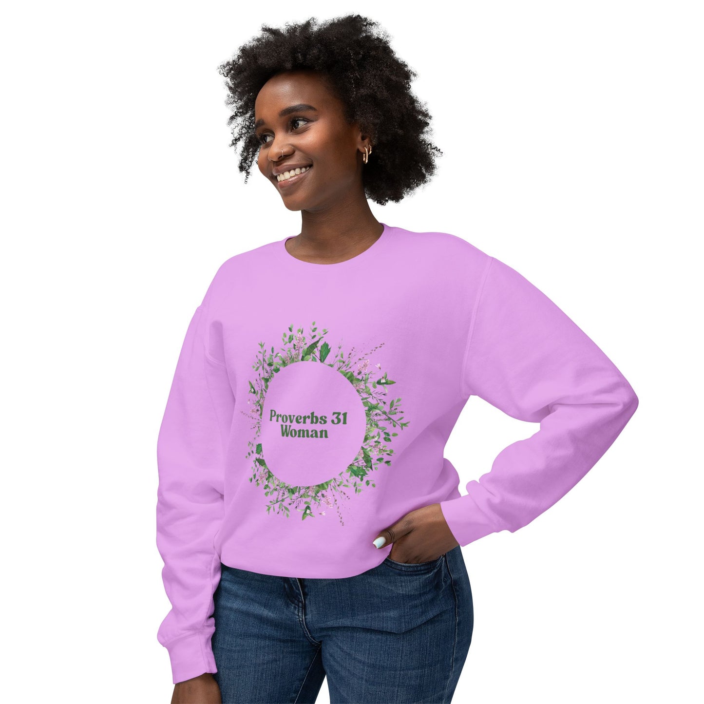 Proverbs 31 Woman Crewneck Sweatshirt - Unisex Botanical Design