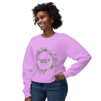 Proverbs 31 Woman Crewneck Sweatshirt - Unisex Botanical Design